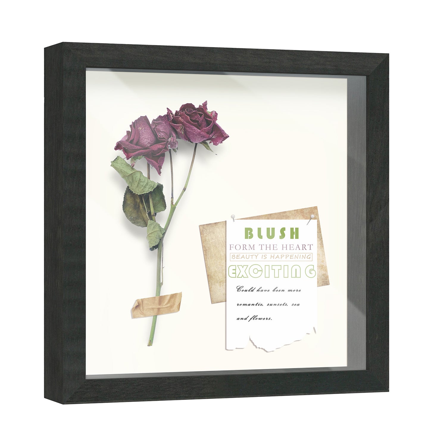 11" x 11" Black Driftwood Finish MDF Wood Shadow Box Frame