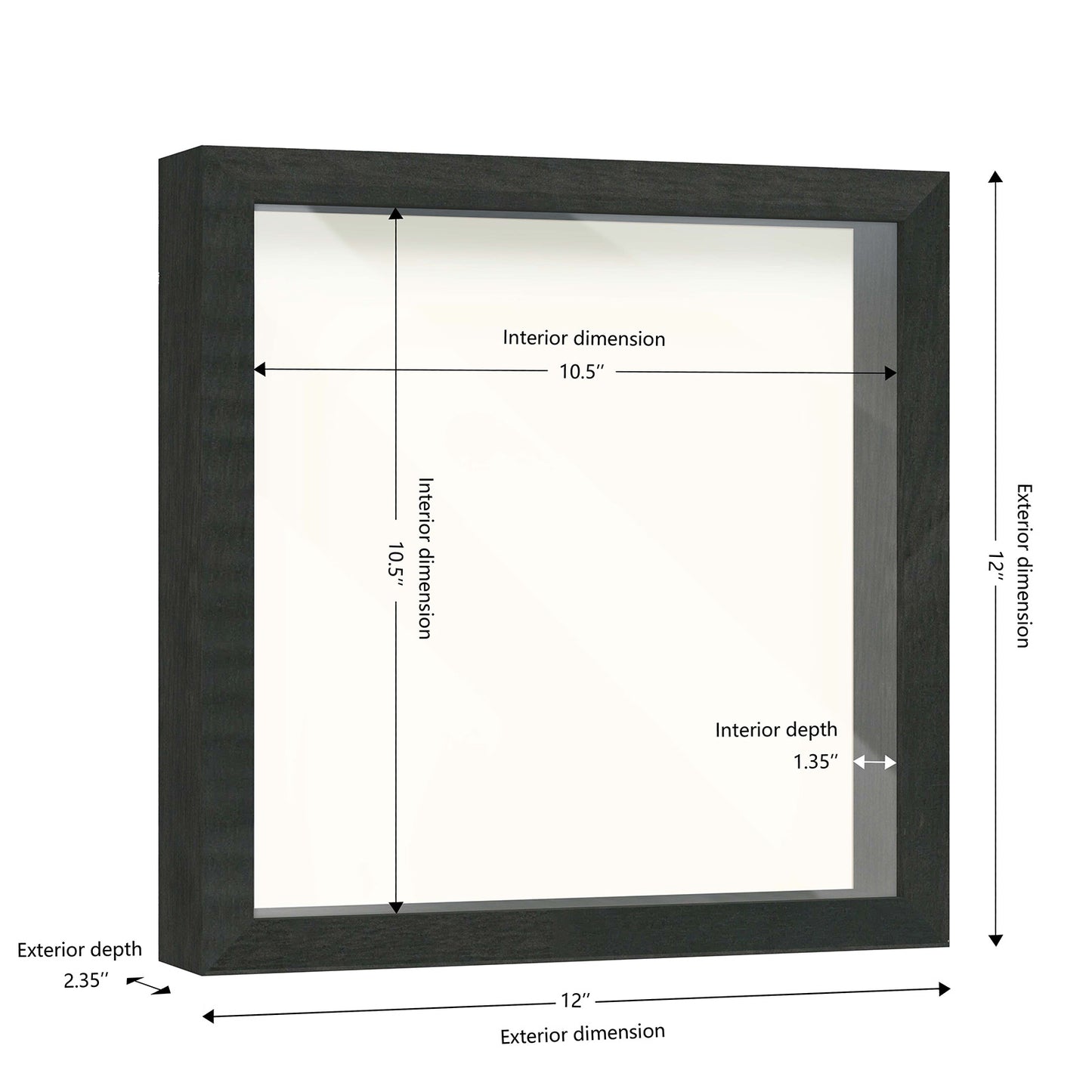 11" x 11" Black Driftwood Finish MDF Wood Shadow Box Frame