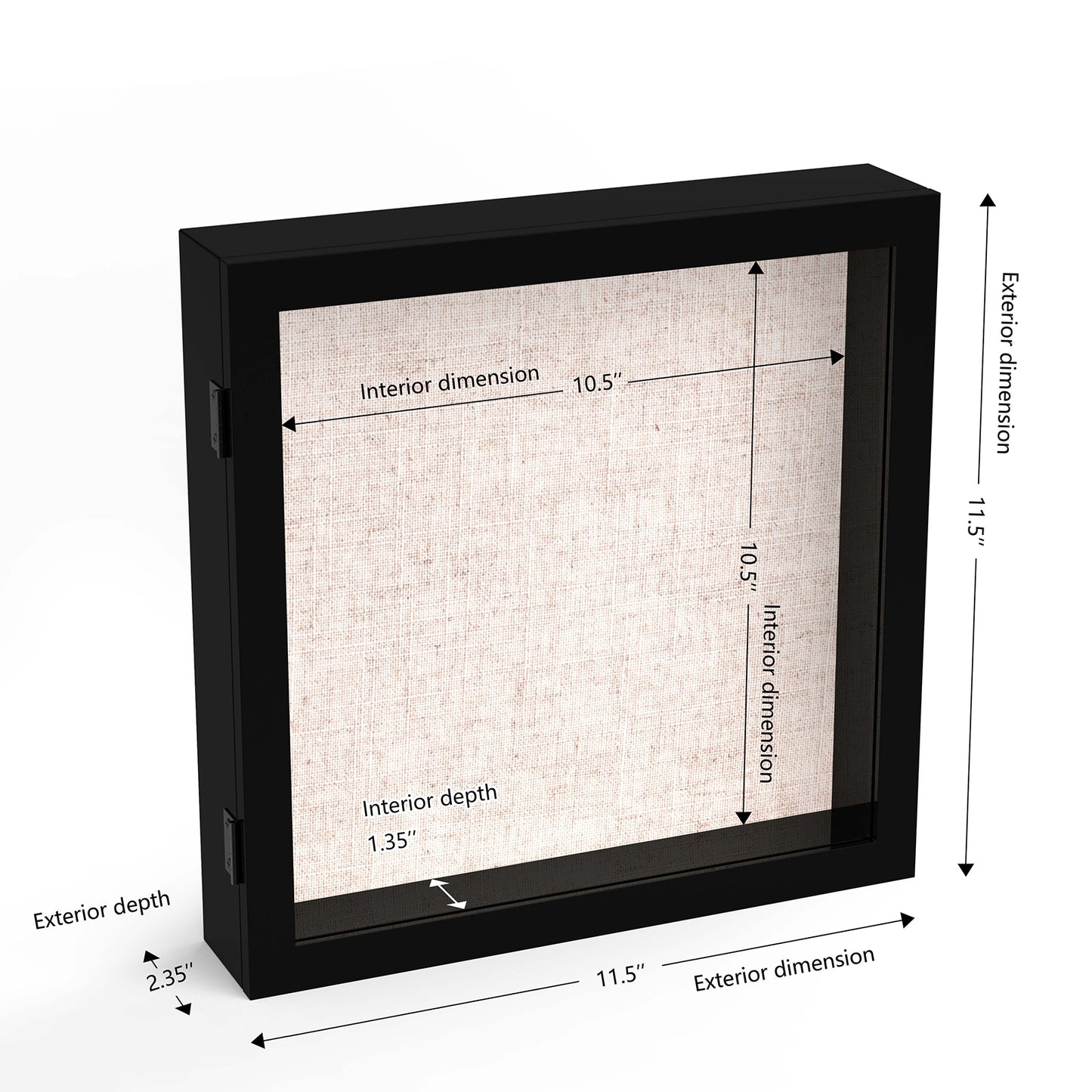 11" x 11" Black MDF Wood Linen Backboard Shadow Box Frame