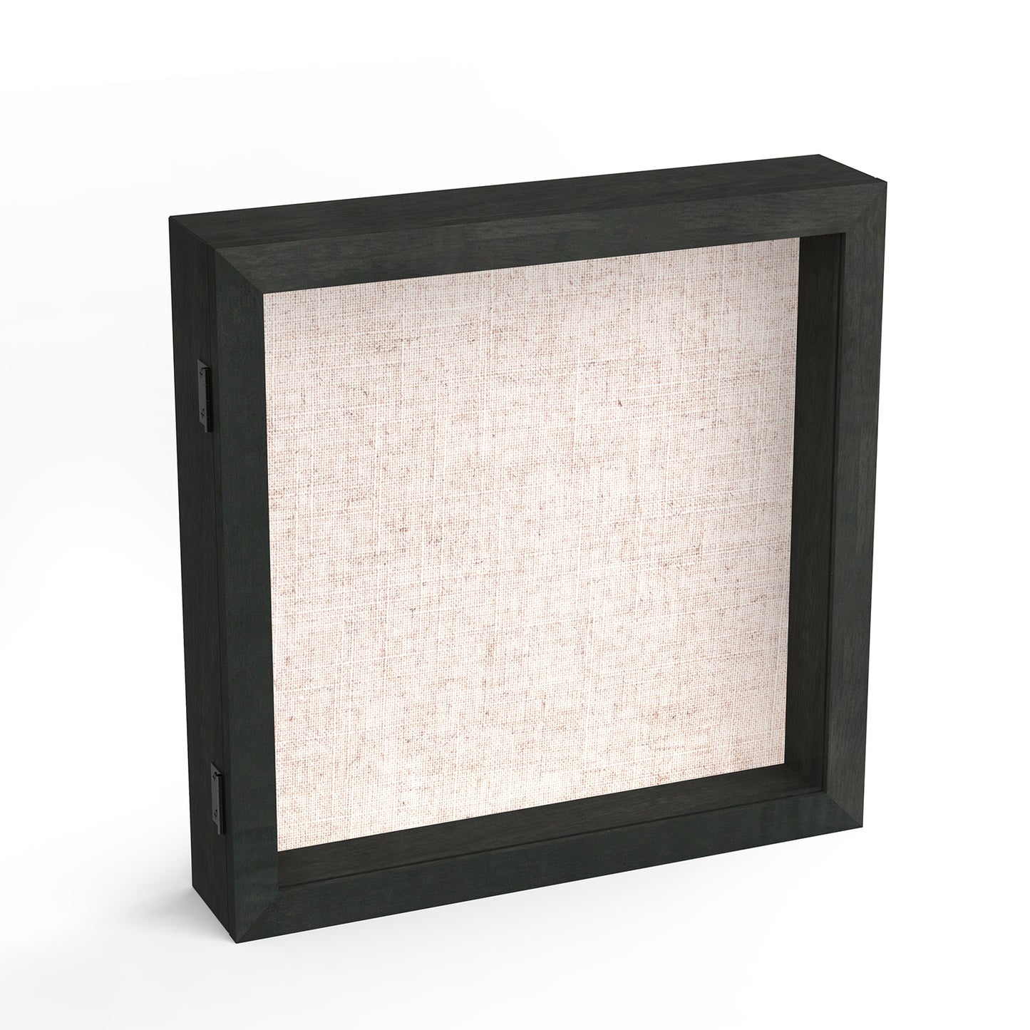 11" x 11" Black Woodgrain MDF Wood Linen Backboard Shadow Box Frame