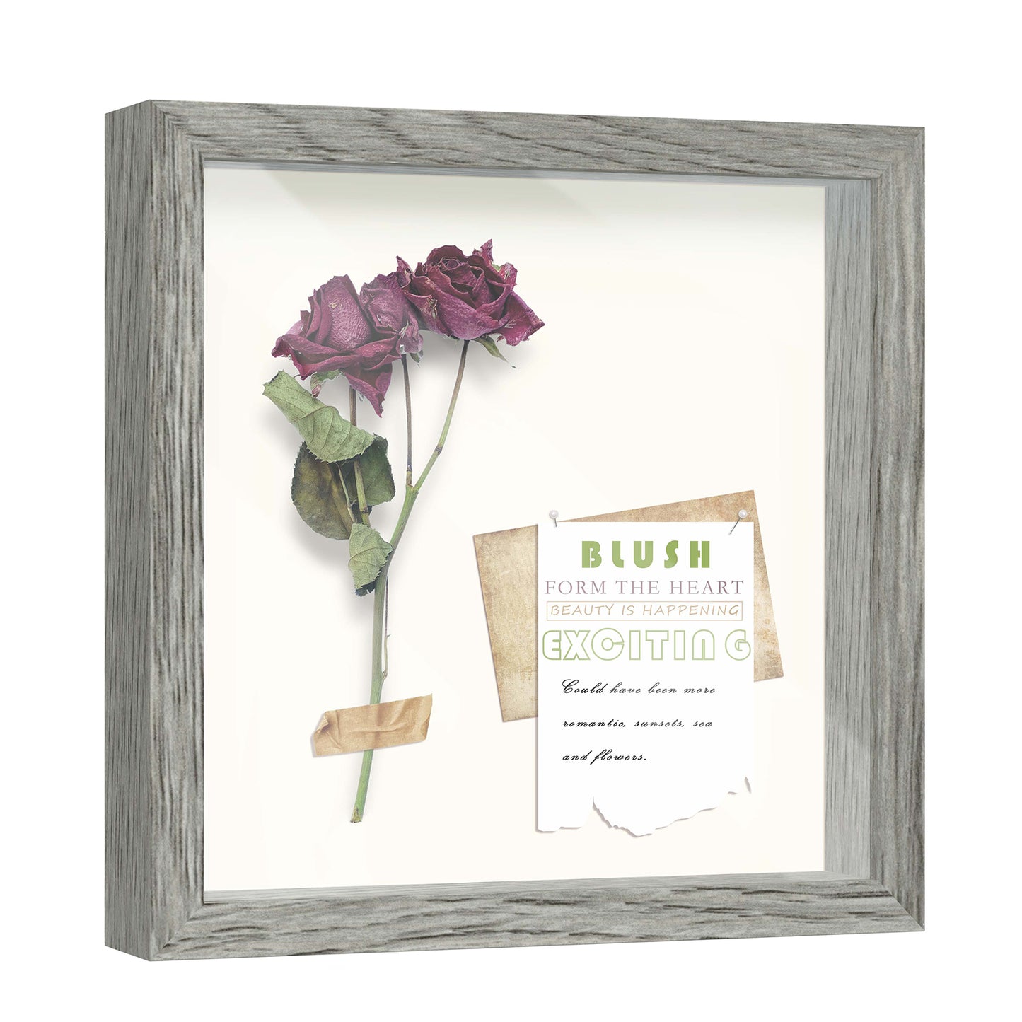 11" x 11" Gray Driftwood Finish MDF Wood Shadow Box Frame