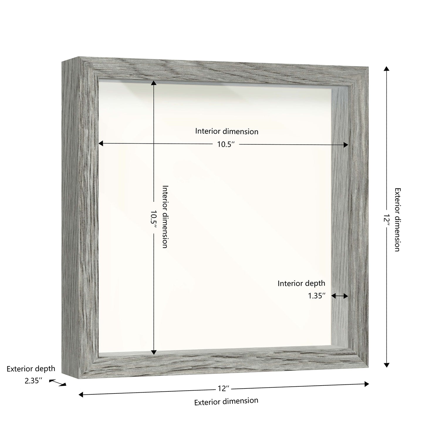 11" x 11" Gray Driftwood Finish MDF Wood Shadow Box Frame