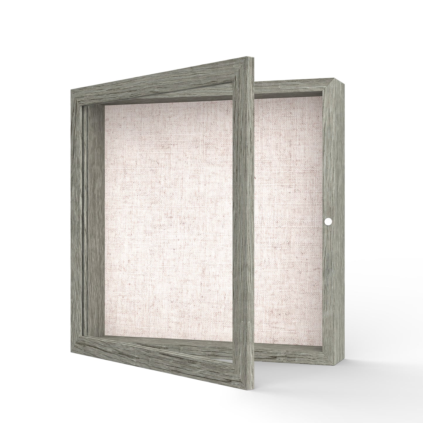 11" x 11" Gray Woodgrain MDF Wood Linen Backboard Shadow Box Frame