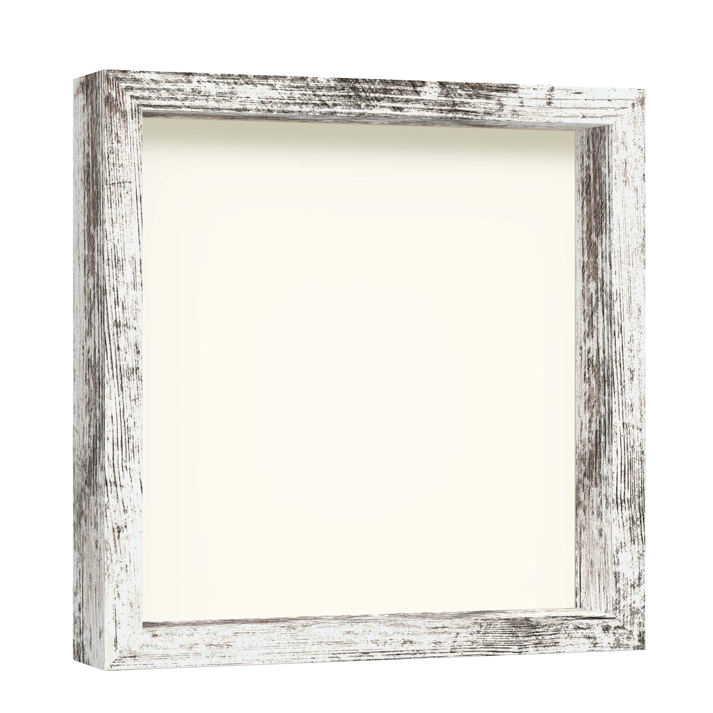 11" x 11" White Driftwood Finish MDF Wood Shadow Box Frame