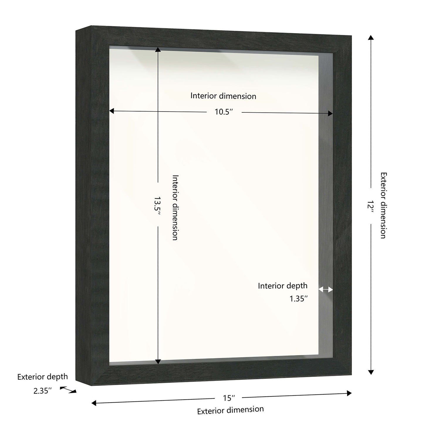 11" x 14" Black Driftwood Finish MDF Wood Shadow Box Frame