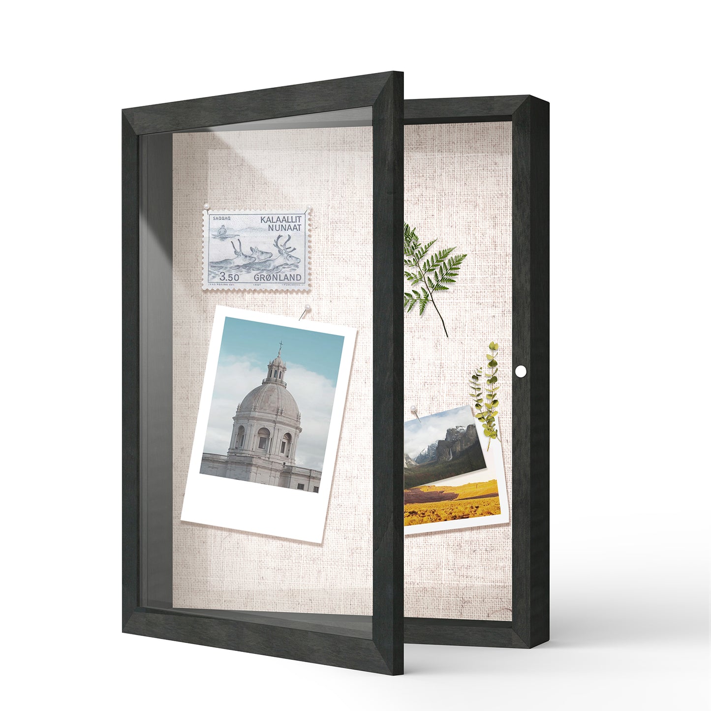 11" x 14" Black Woodgrain MDF Wood Linen Backboard Shadow Box Frame