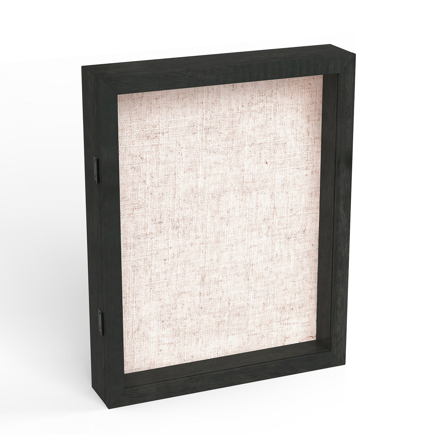 11" x 14" Black Woodgrain MDF Wood Linen Backboard Shadow Box Frame