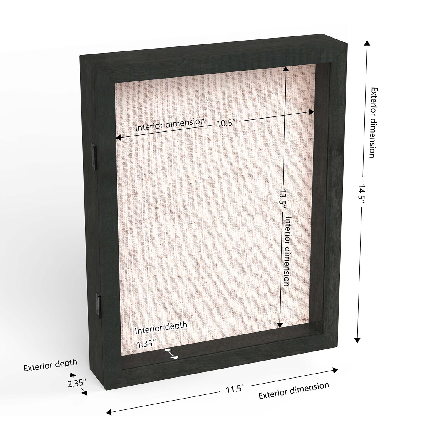 11" x 14" Black Woodgrain MDF Wood Linen Backboard Shadow Box Frame