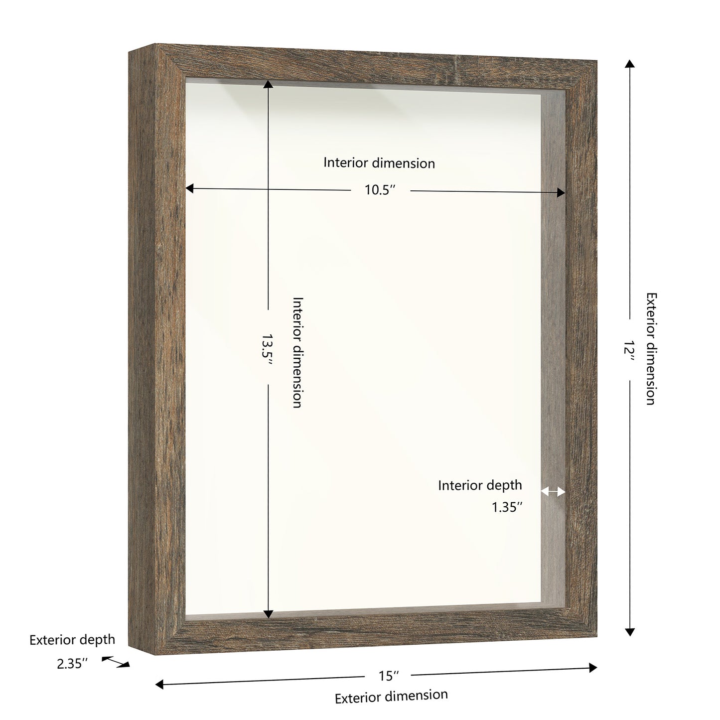 11" x 14" Brown Driftwood Finish MDF Wood Shadow Box Frame