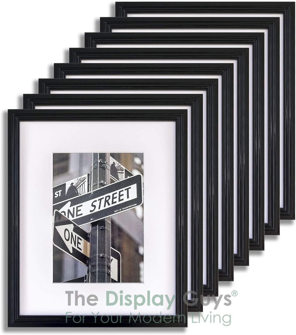 (48-Pack) 11" x 14" Glossy Black Art Deco Picture Frames, 8" x 10" Matted