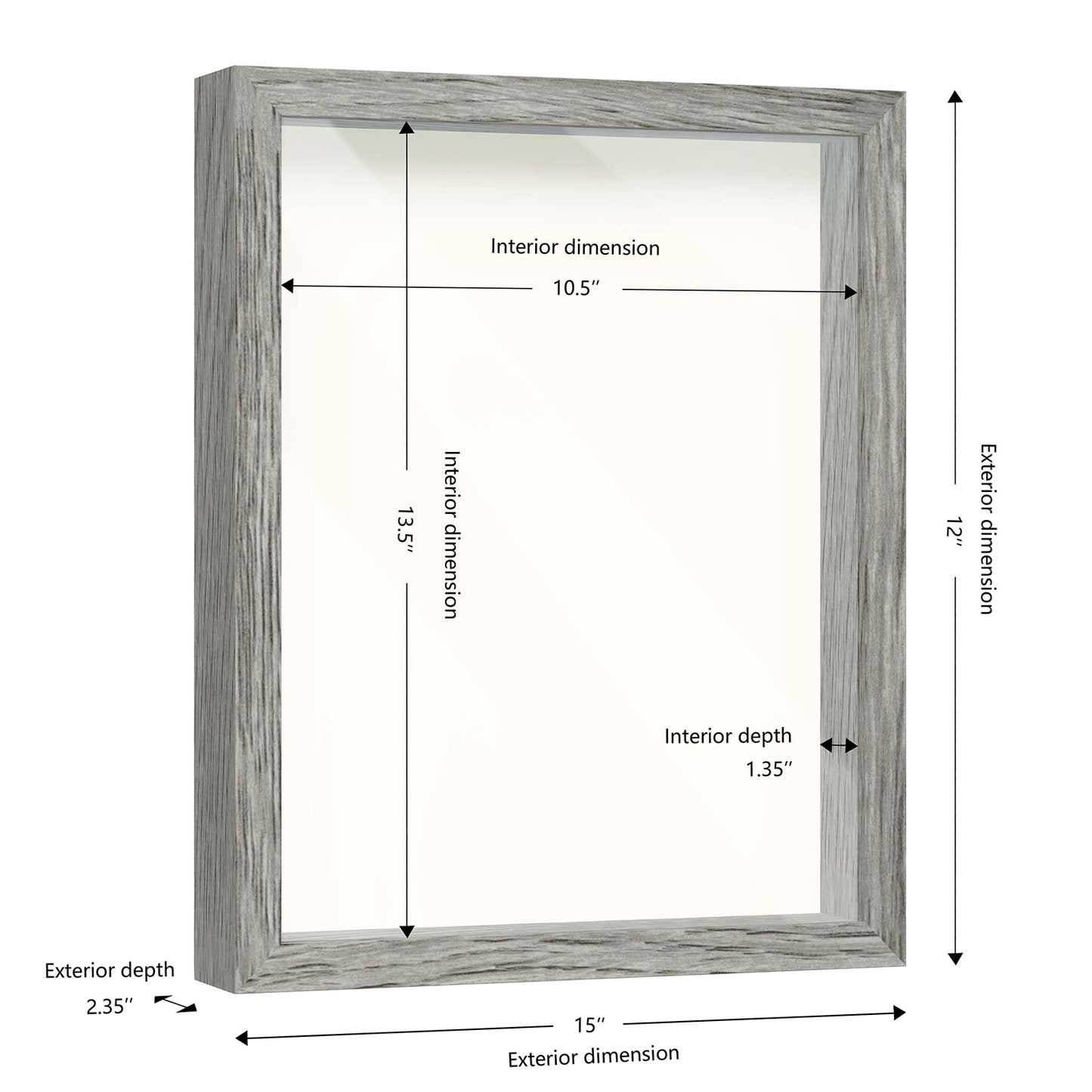 11" x 14" Gray Driftwood Finish MDF Wood Shadow Box Frame