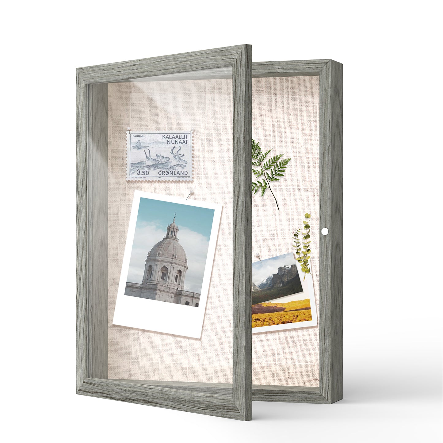 11" x 14" Gray Woodgrain MDF Wood Linen Backboard Shadow Box Frame