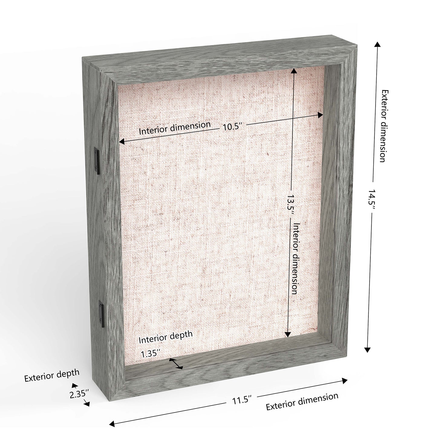 11" x 14" Gray Woodgrain MDF Wood Linen Backboard Shadow Box Frame