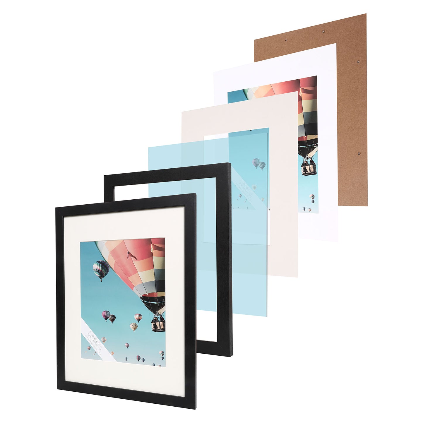 11" x 14" V-Series Black MDF Wood Multi Pack Picture Frames, 8" x 10" Matted