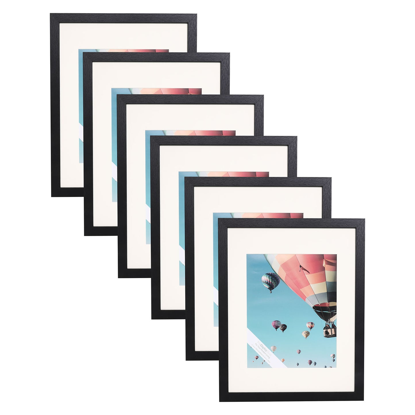 11" x 14" V-Series Black MDF Wood Multi Pack Picture Frames, 8" x 10" Matted