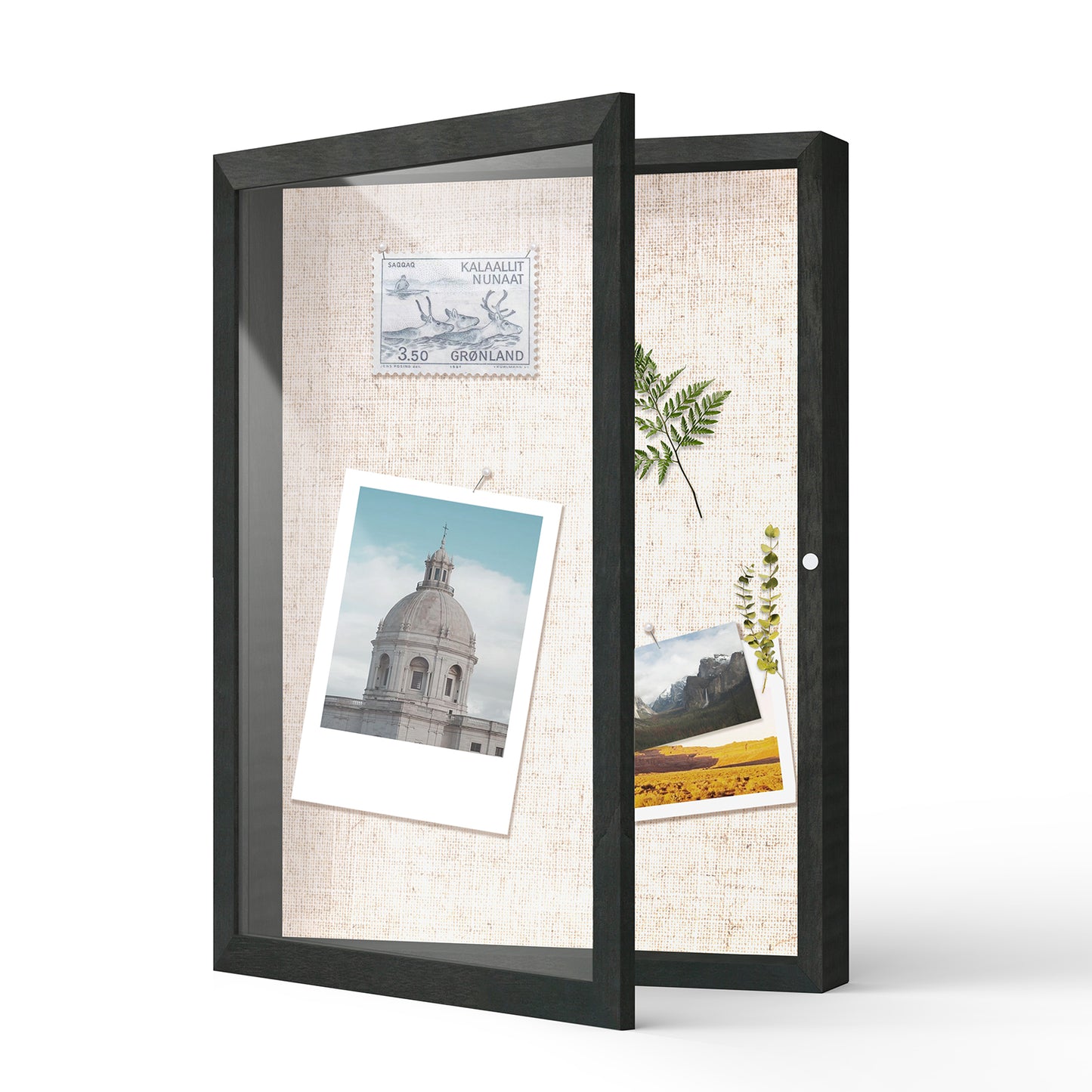 12" x 16" Black Woodgrain MDF Wood Linen Backboard Shadow Box Frame