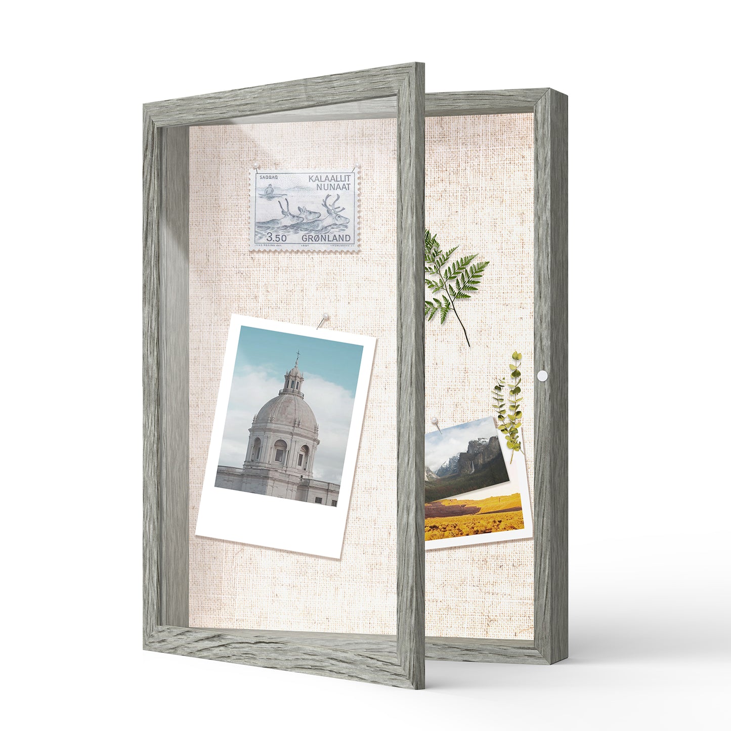 12" x 16" Gray Woodgrain MDF Wood Linen Backboard Shadow Box Frame