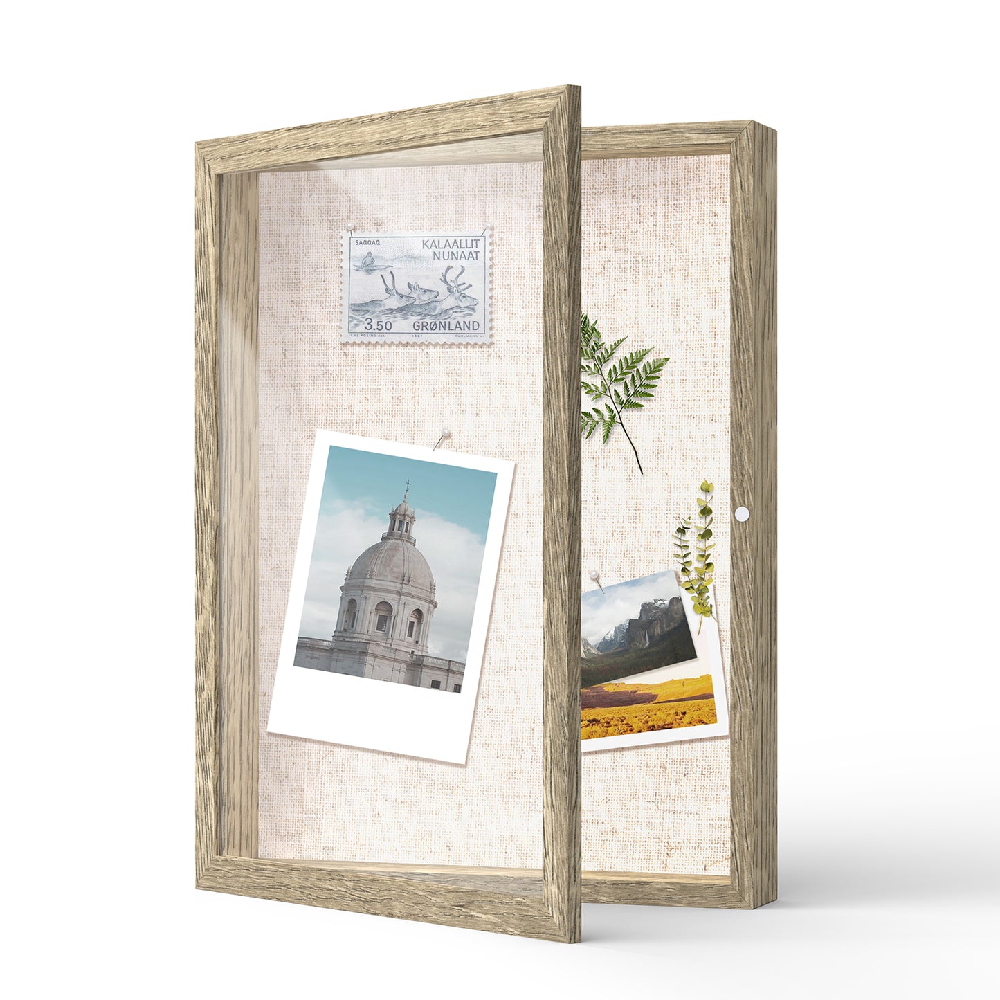 12" x 16" Natural Woodgrain MDF Wood Linen Backboard Shadow Box Frame