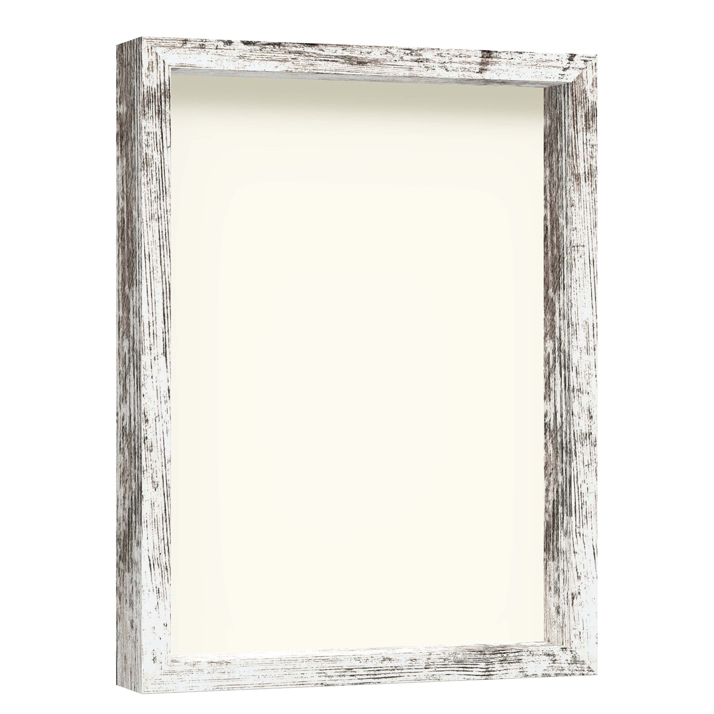 12" x 16" White Driftwood Finish MDF Wood Shadow Box Frame