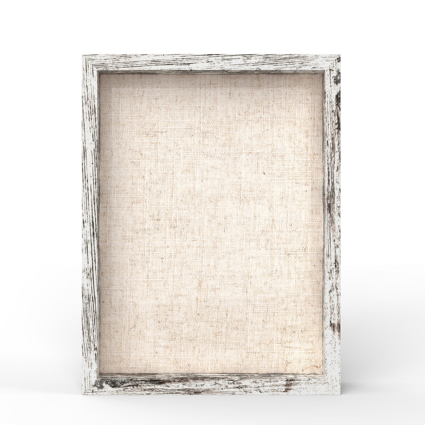 12" x 16" White Woodgrain MDF Wood Linen Backboard Shadow Box Frame