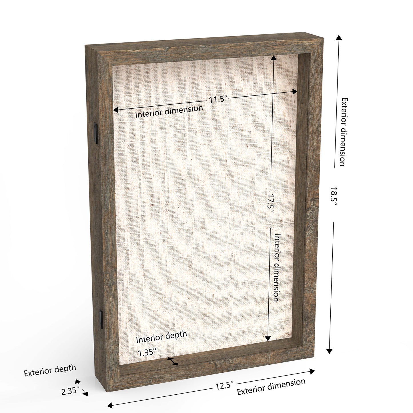 12" x 18" Brown Woodgrain MDF Wood Linen Backboard Shadow Box Frame