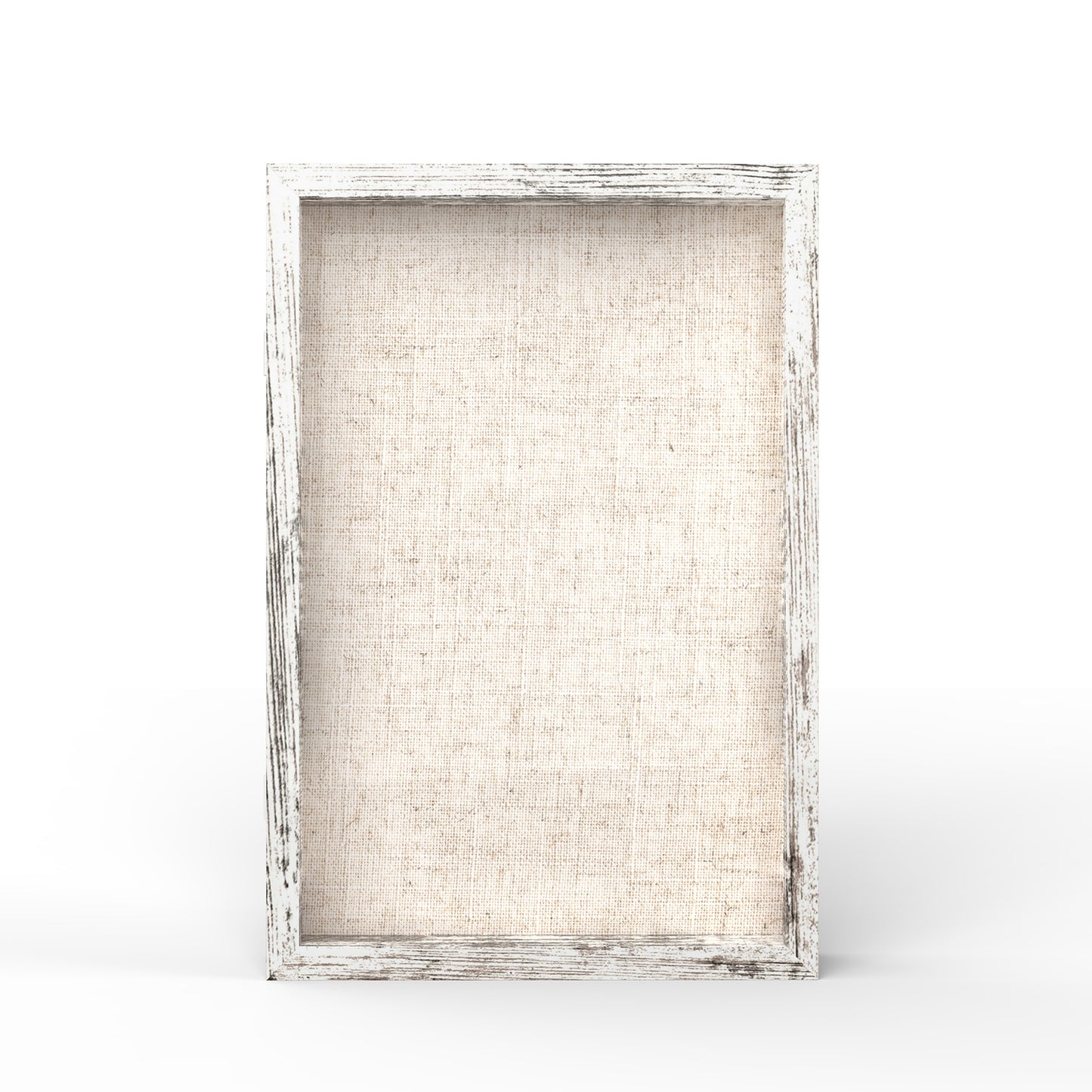 12" x 18" White Woodgrain MDF Wood Linen Backboard Shadow Box Frame