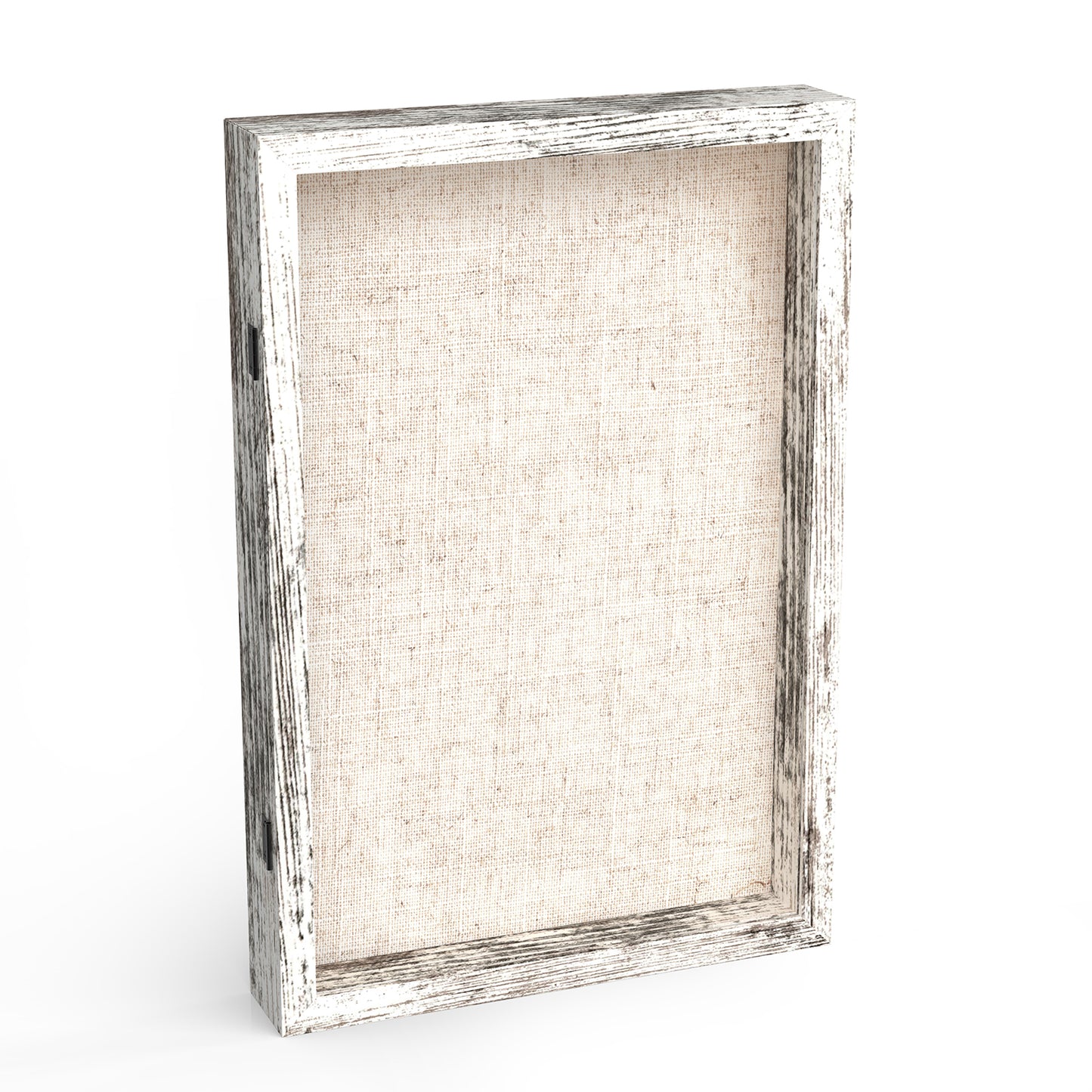 12" x 18" White Woodgrain MDF Wood Linen Backboard Shadow Box Frame