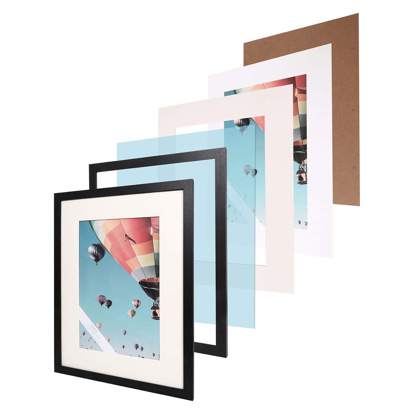 18" x 24" Black MDF Wood 4 Pack Picture Frame with Tempered Glass, 12" x 18" Matted
