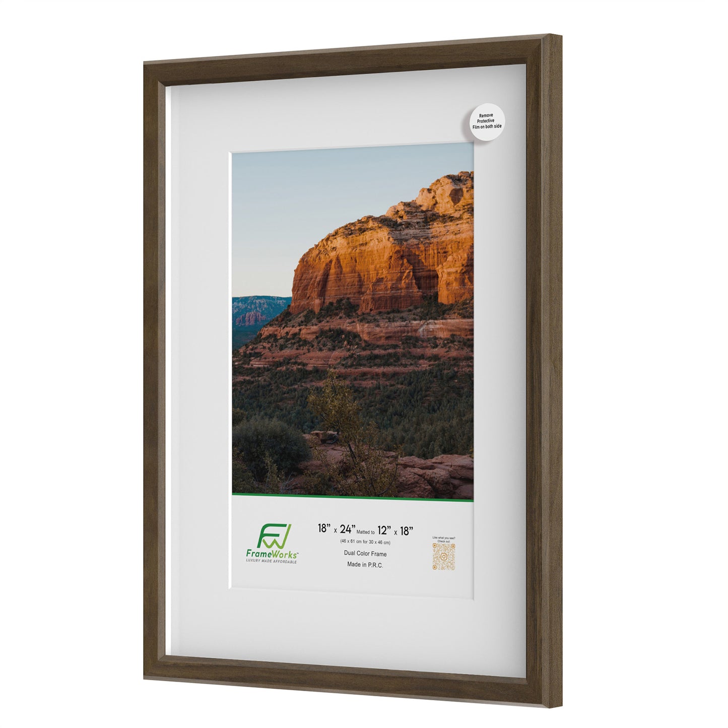 18" x 24" Dark Oak MDF Wood Multi-Pack Gunnabo Picture Frames, 12" x 18" Matted