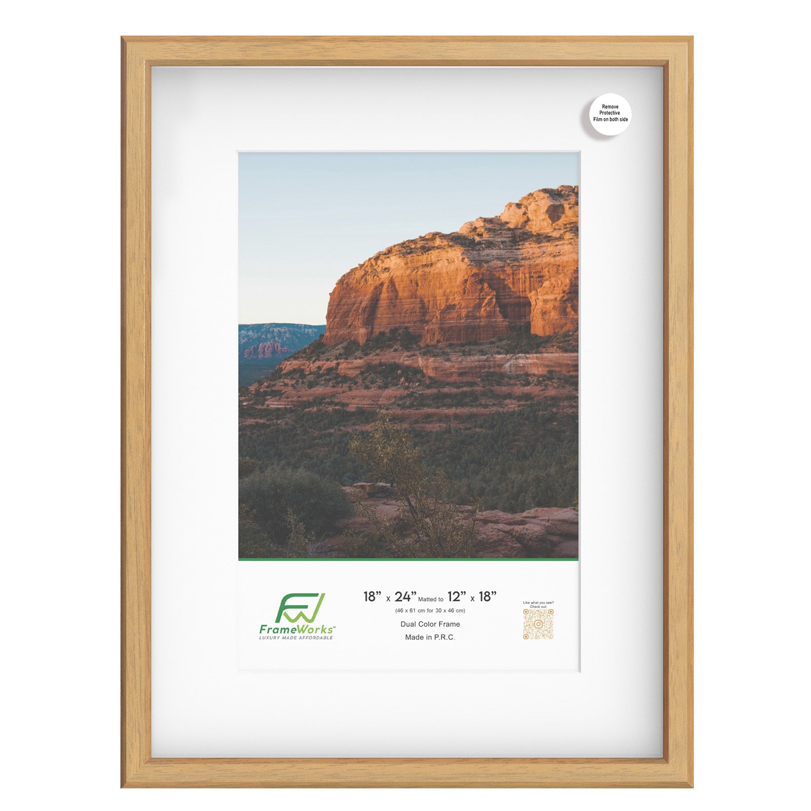 18x24 Picture frame Natural Oak, Matted orders for 12x18 Poster