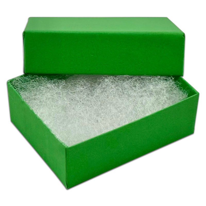 2 1/8" x 1 5/8" x 3/4" Light Green Cotton Filled Paper Box (25-Pack)