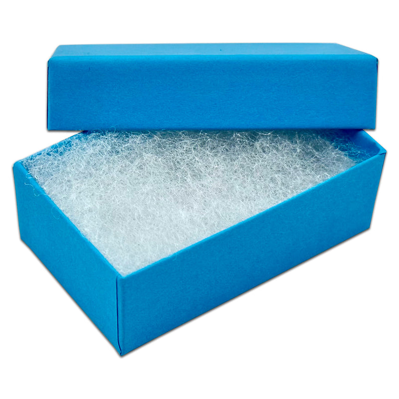 2 5/8" x 1 5/8" x 1" Azure Blue Cotton Filled Paper Box (25-Pack)
