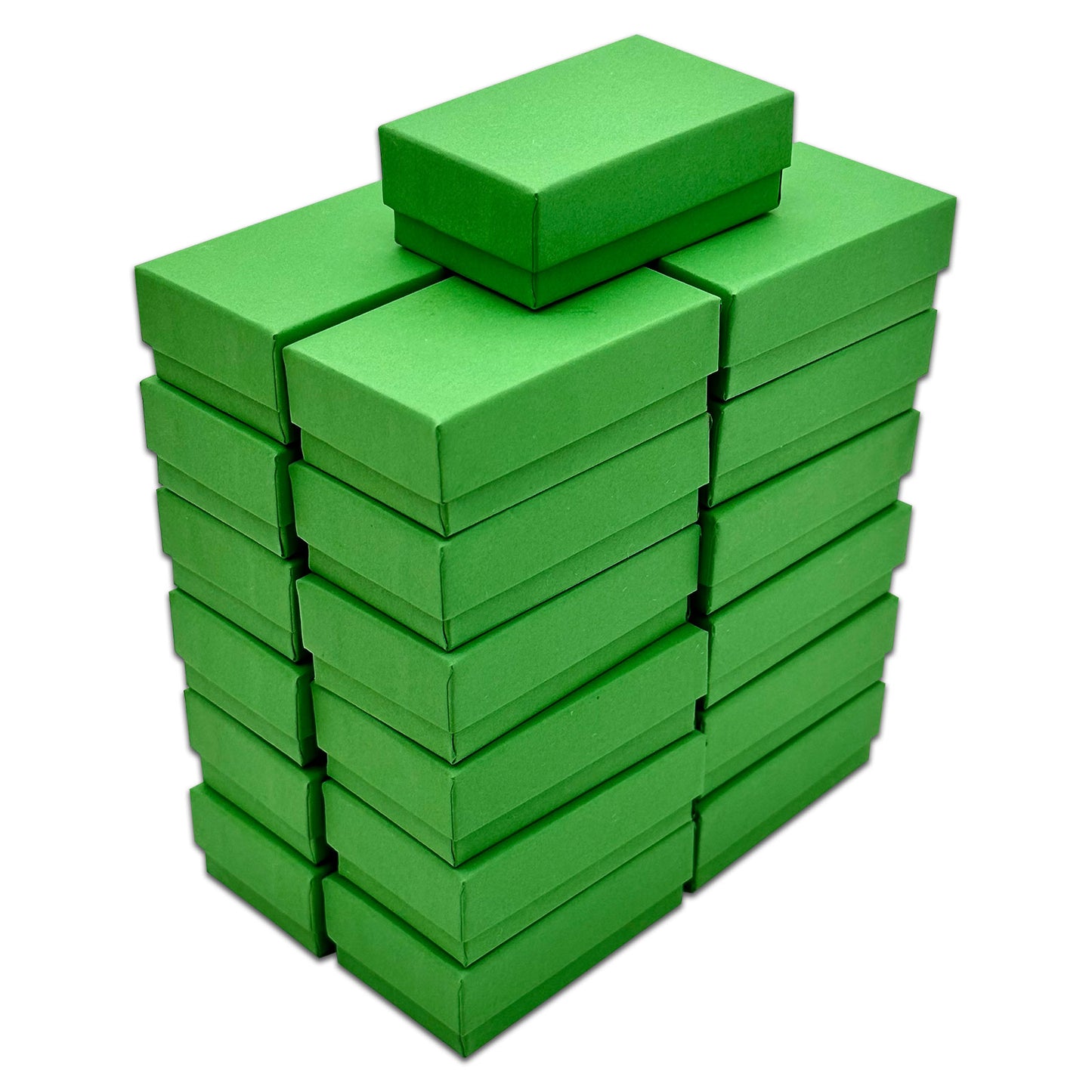 2 5/8" x 1 5/8" x 1" Light Green Cotton Filled Paper Box (25-Pack)