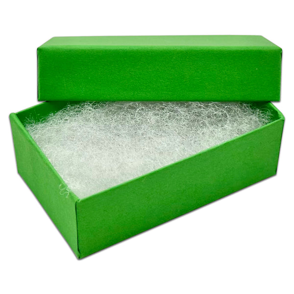 2 5/8" x 1 5/8" x 1" Light Green Cotton Filled Paper Box (25-Pack)