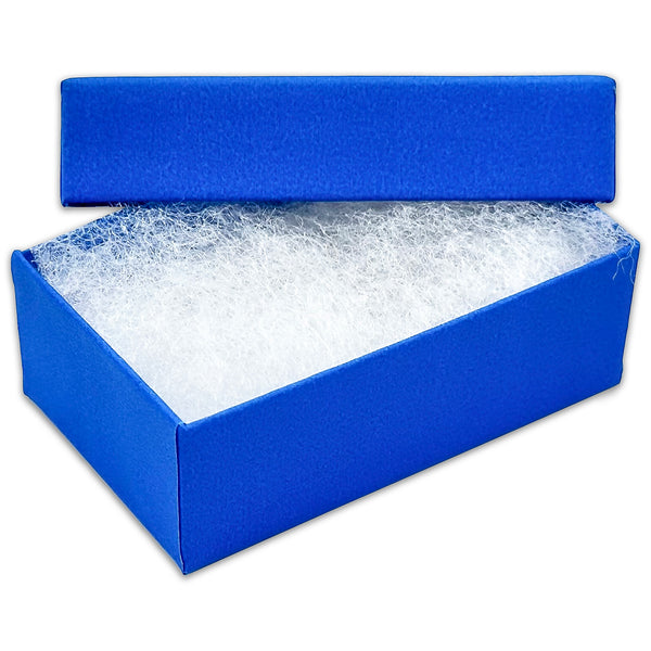 2 5/8" x 1 5/8" x 1" Neon Blue Cotton Filled Paper Box (25-Pack)