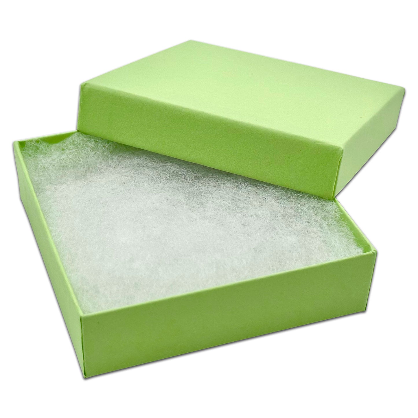 3 1/2" x 3 1/2" x 1" Mint Green Cotton Filled Paper Box (25-Pack)
