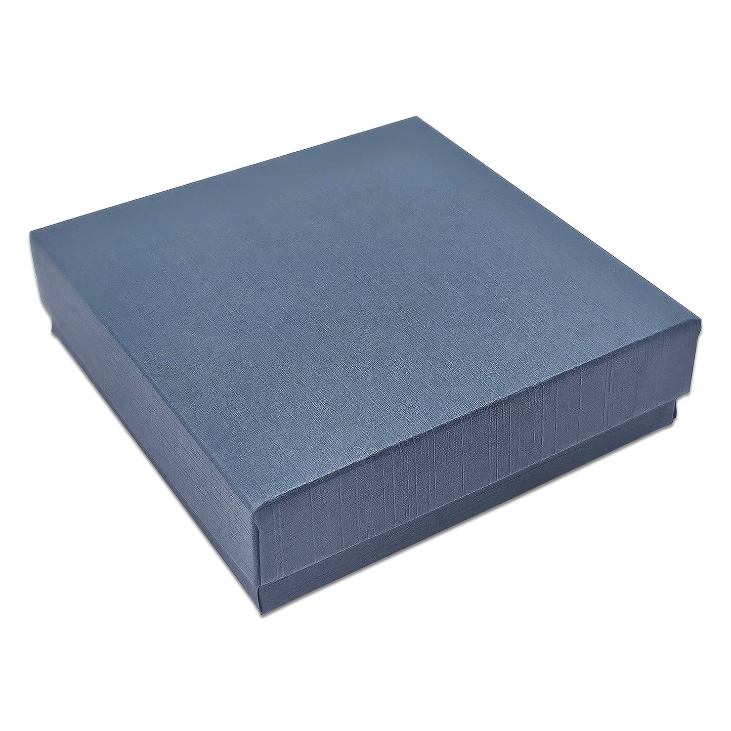 3 1/2" x 3 1/2" x 1" Navy Linen Pattern Cotton Filled Paper Box