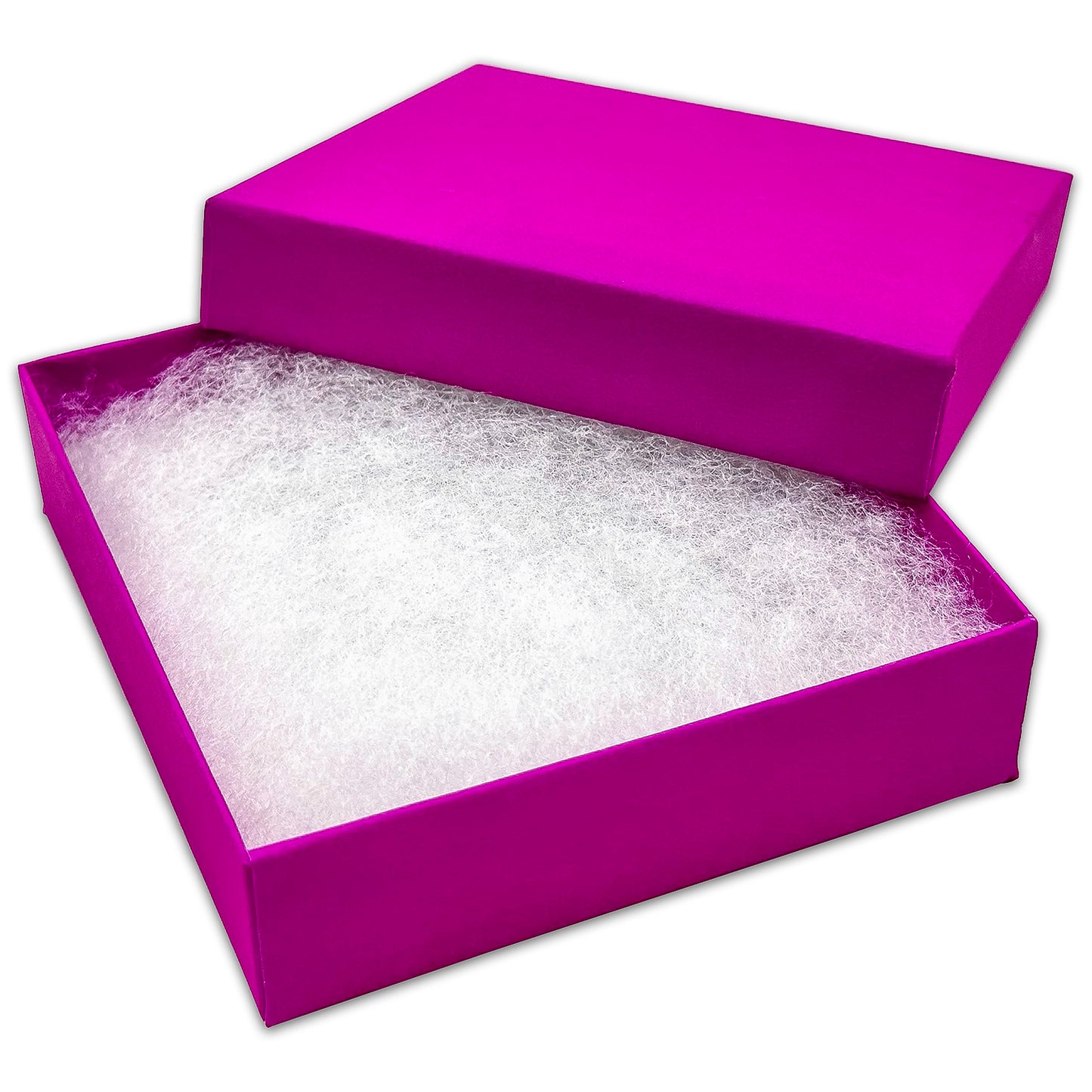 3 1/2" x 3 1/2" x 1" Neon Purple Cotton Filled Paper Box (25-Pack)