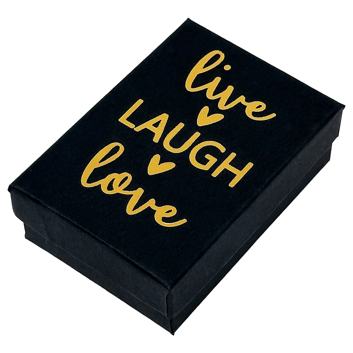 3 1/4" x 2 1/4" Black and Gold "Live Laugh Love" Cotton Filled Box