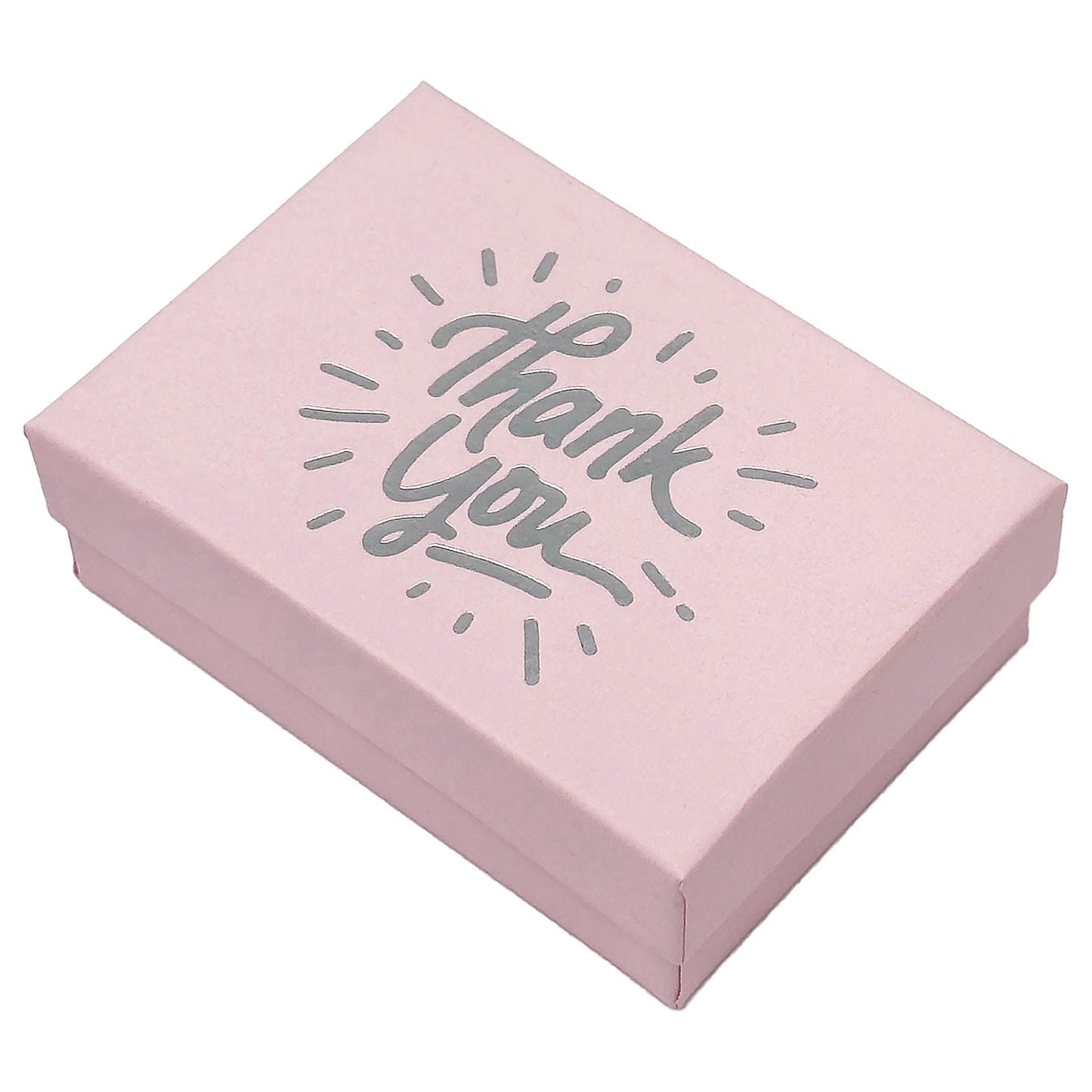 3 1/4" x 2 1/4" Pink and Silver "Thank You" Cotton Filled Box