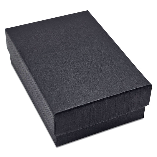 3 1/4" x 2 1/4" x 1" Black Linen Pattern Cotton Filled Paper Box