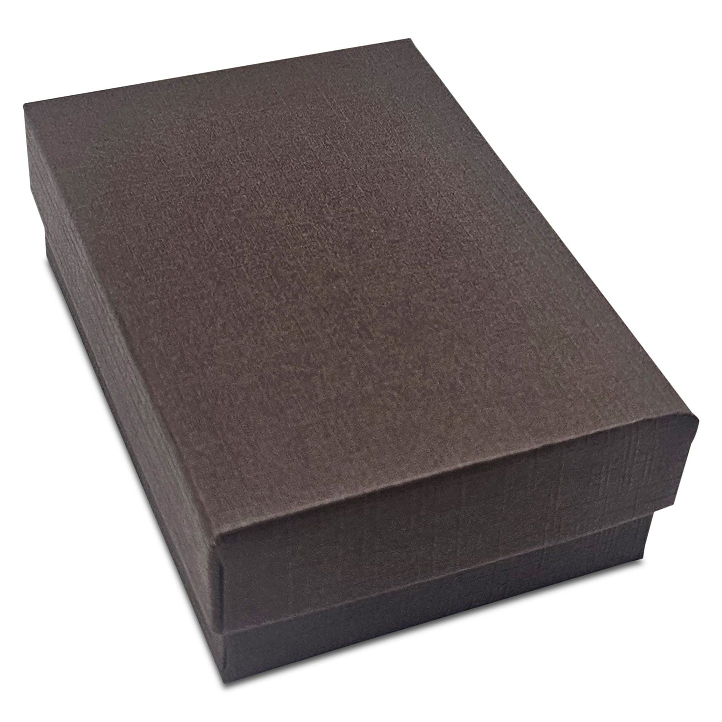 3 1/4" x 2 1/4" x 1" Brown Linen Pattern Cotton Filled Paper Box