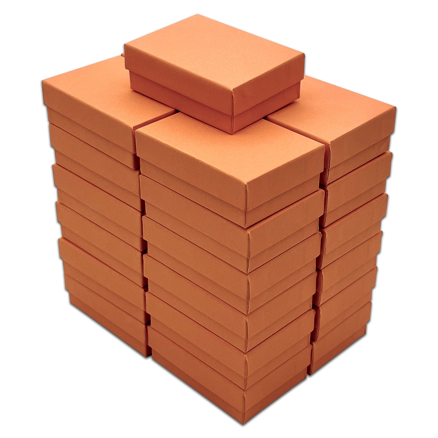 3 1/4" x 2 1/4" x 1" Coral Cotton Filled Paper Box (25-Pack)