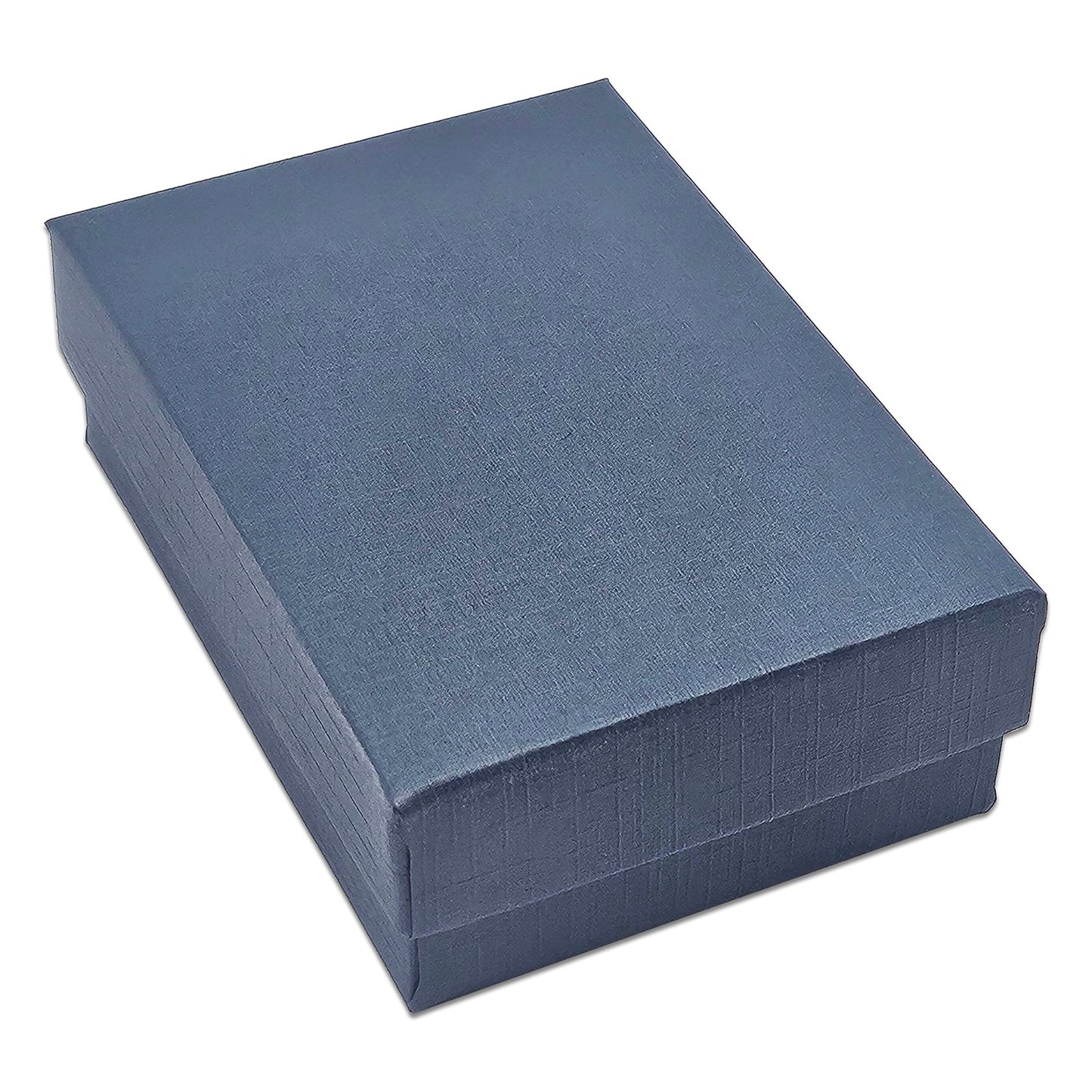 3 1/4" x 2 1/4" x 1" Navy Linen Pattern Cotton Filled Paper Box