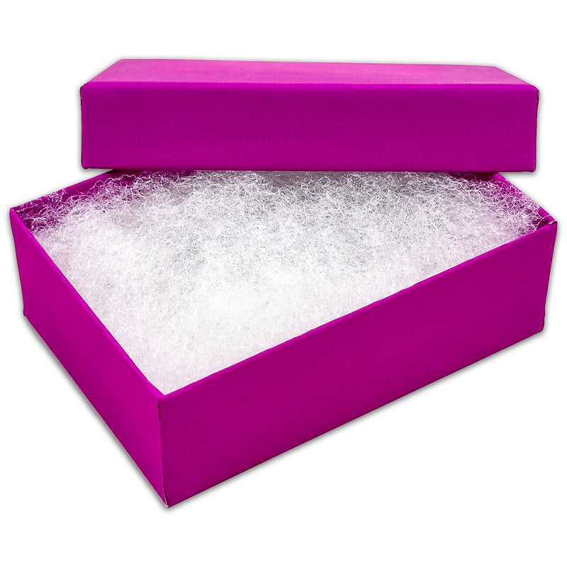3 1/4" x 2 1/4" x 1" Neon Purple Cotton Filled Paper Box (25-Pack)