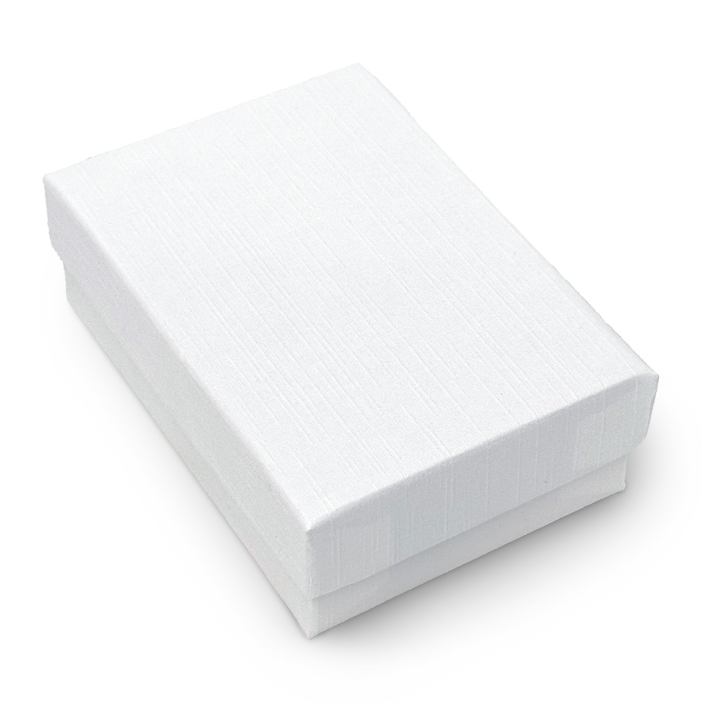 3 1/4" x 2 1/4" x 1" White Linen Pattern Cotton Filled Paper Box