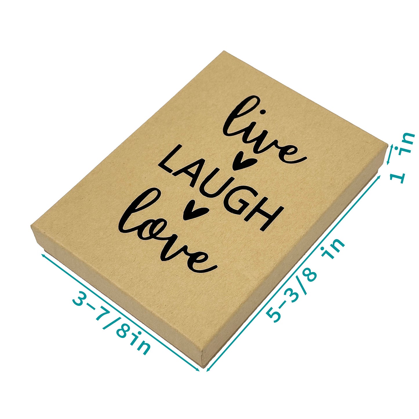 5 7/16" x 3 15/16" Kraft and Black "Live Laugh Love" Cotton Filled Box