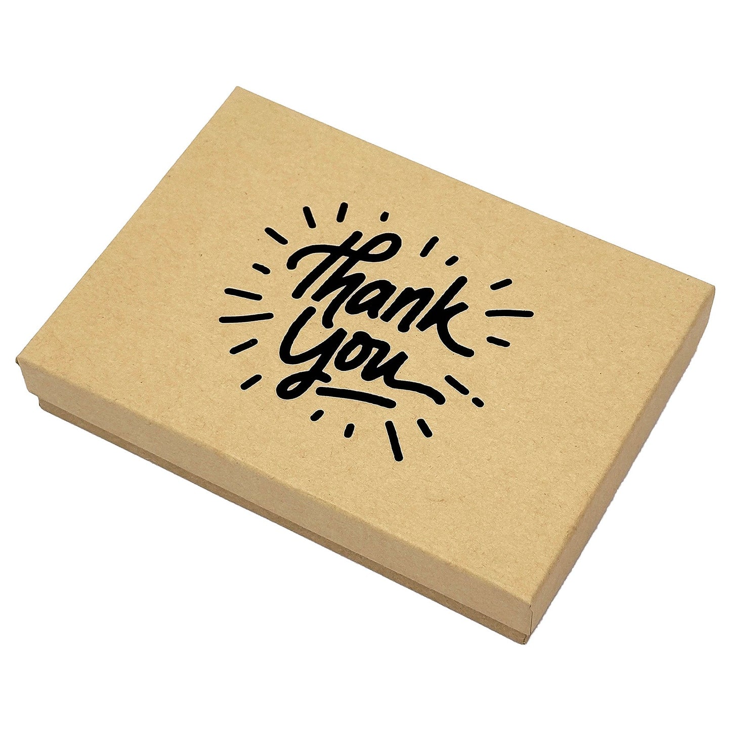 5 7/16" x 3 15/16" Kraft and Black "Thank You" Cotton Filled Box