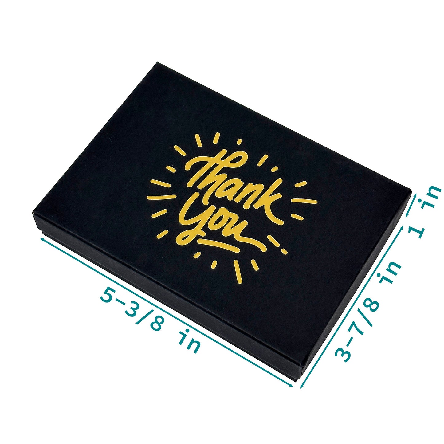 5 7/16" x 3 15/16" Black and Gold "Thank You" Cotton Filled Box