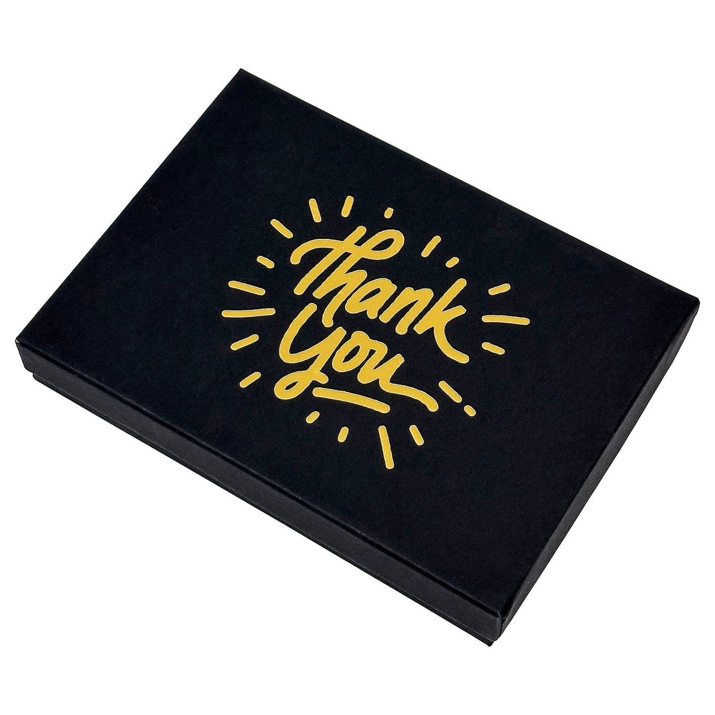 5 7/16" x 3 15/16" Black and Gold "Thank You" Cotton Filled Box